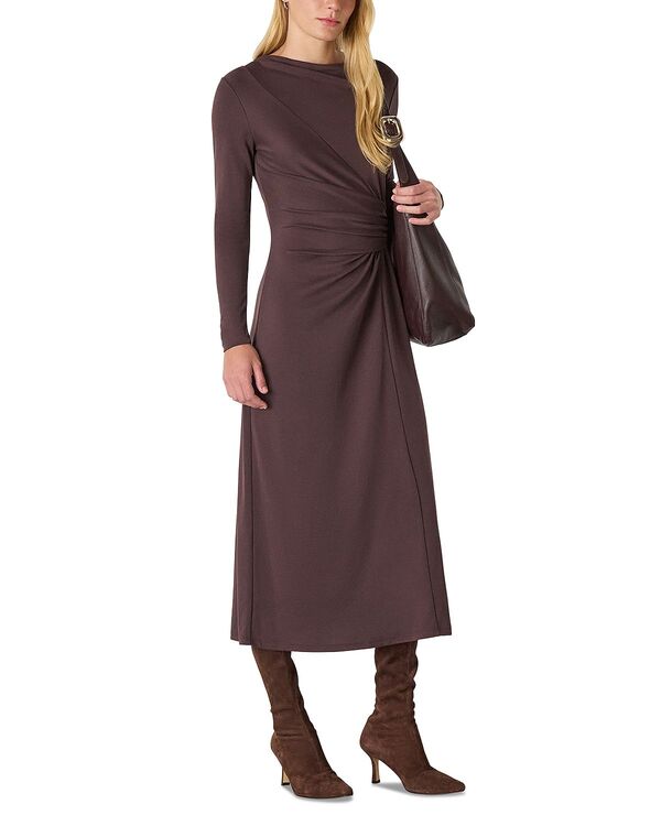 ホイッスルズ レディース トップス ワンピース ギャザー ミディ Whistles Ruchedetail Midi Dress Chocolate チョコレート