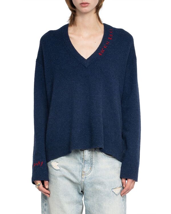 ザディグ エ ヴォルテール レディース アウター ニット・セーター Vネック Zadig & Voltaire Mikyz Cashmere V Neck Sweater Encre