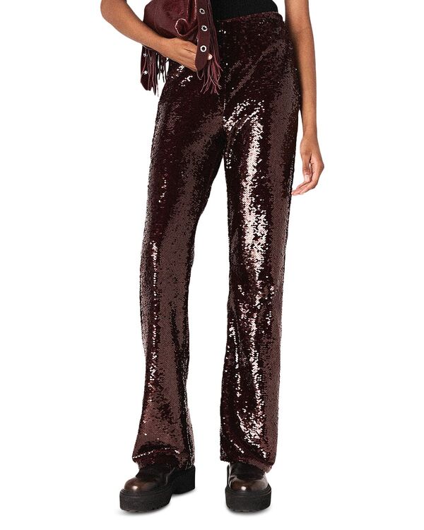 マージュ レディース ボトムス カジュアルパンツ スパンコール Maje Sequin Pants Burgundy バーガンディ