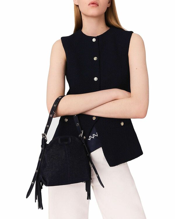 マージュ レディース アウター ジャケット・ブルゾン ツイード ノースリーブ Maje Long Sleeveless Tweed Jacket Navy ネイビー