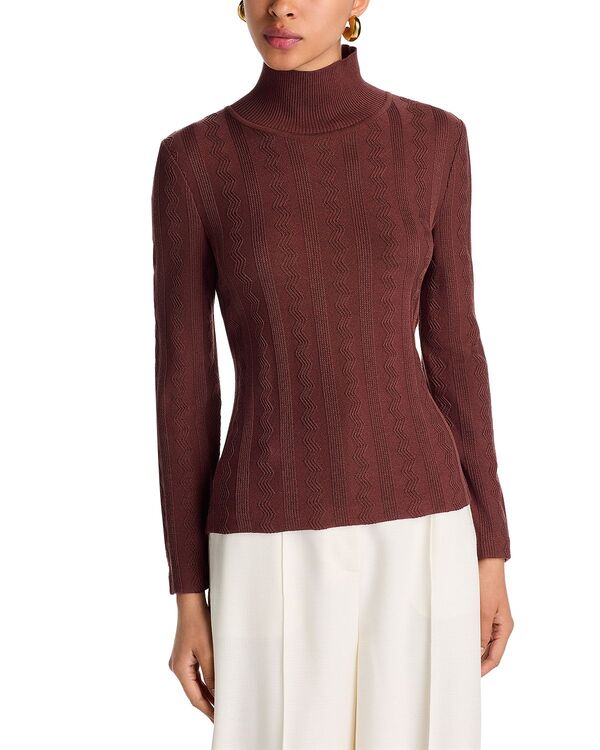 ミソック レディース アウター ニット・セーター モックネック Misook Mock Neck Sweater Truffle