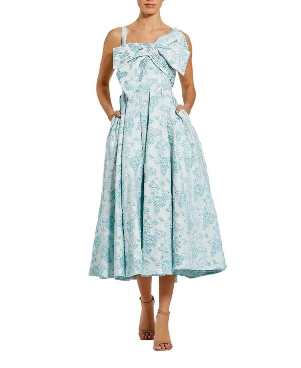 マックダガル レディース トップス ワンピース フラワー柄 フラワー Mac Duggal Floral Brocade Dress with Statement Bow Seafoam