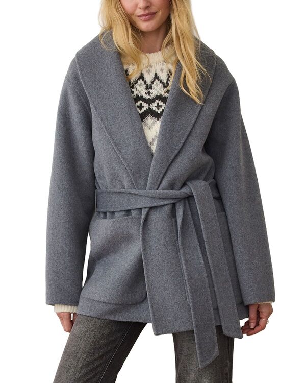 米国海兵隊員 座標軸 レディース アウター 厚地の外套 Marine Layer Colette Belted Coat Grey Heather 薄墨色