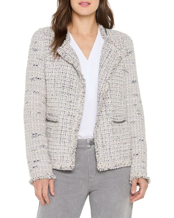ニックプラスゾーイ レディース アウター ジャケット・ブルゾン フリンジ NIC+ZOE Chain Trim Fringe Jacket Grey Multi グレー｜ReVida 店