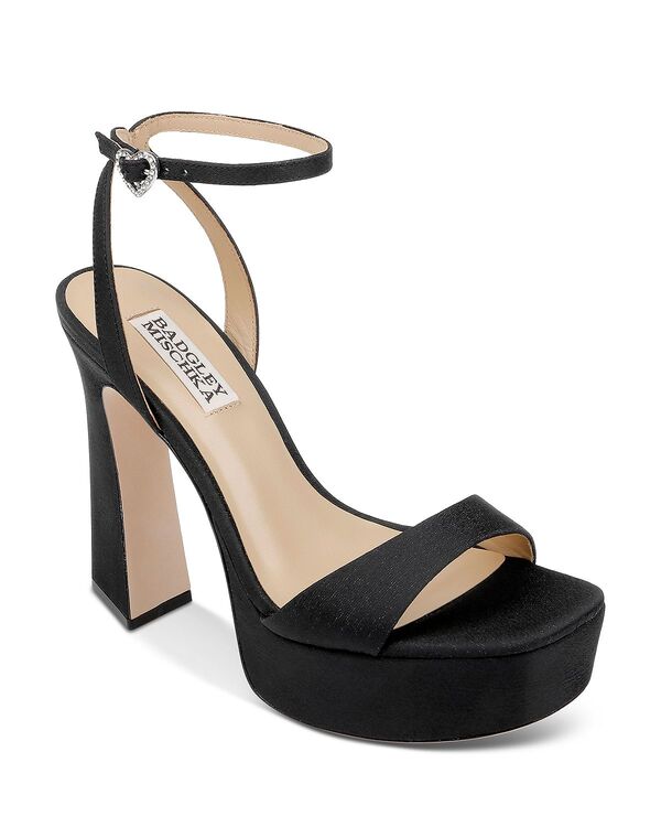 バッジェリーミシュカ レディース シューズ サンダル プラットフォーム ヒール Badgley Mischka Women's Caia Square Toe Higheel Platform Sandals Black Crepe ブラック