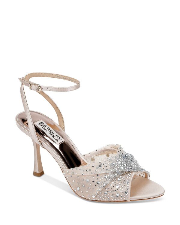 バッジェリーミシュカ レディース シューズ サンダル ヒール Badgley Mischka Women's Cameryn Pointed Toe Adorned Higheel Sandals Nude Satin