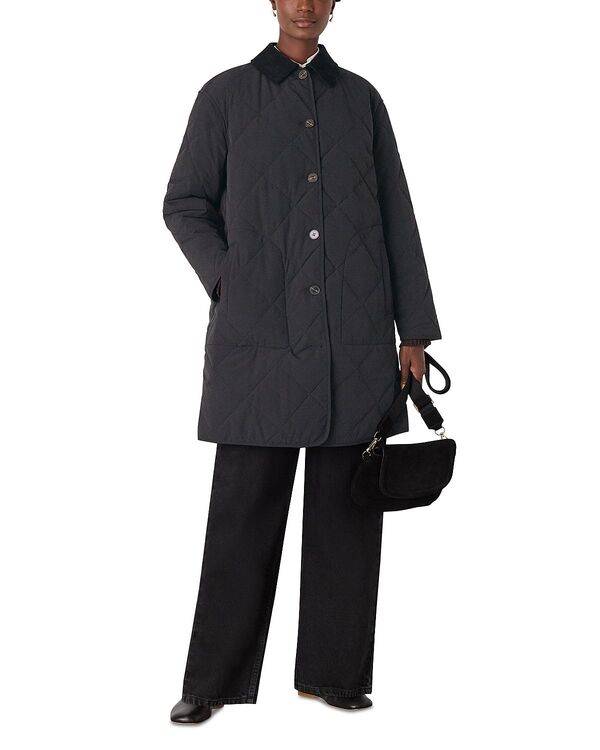ホイッスルズ レディース アウター コート キルティング Whistles Quilted Cord Collar Coat Black ブラック｜ReVida 店