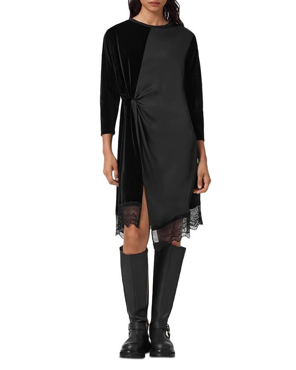 オールセインツ レディース トップス ワンピース ベルベット ALLSAINTS Lana Velvet Dress Black ブラック