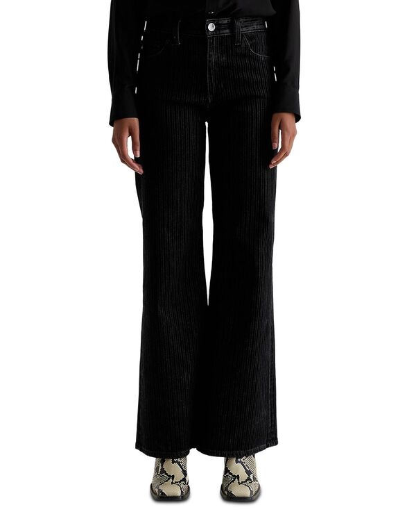 エージー レディース ボトムス デニムパンツ ワイドレッグ ベルベット ジーンズ AG Mid Rise Flocked Velvet Pinstripe Wide Leg Jeans in Dress It Up Dress it Up|ReVida 店