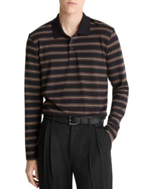 ヴィンス メンズ アウター 編み物・プルオーバー スポーツシャツ Vince Long Sleeve Polo Sweater Black Combo 黒いこと