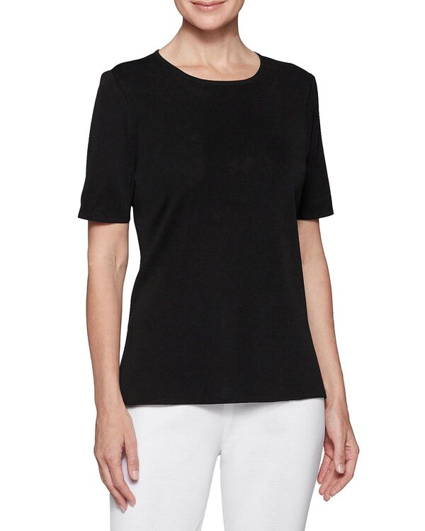 ミソック レディース トップス Tシャツ Misook Jewel Neck Tee Black ブラック