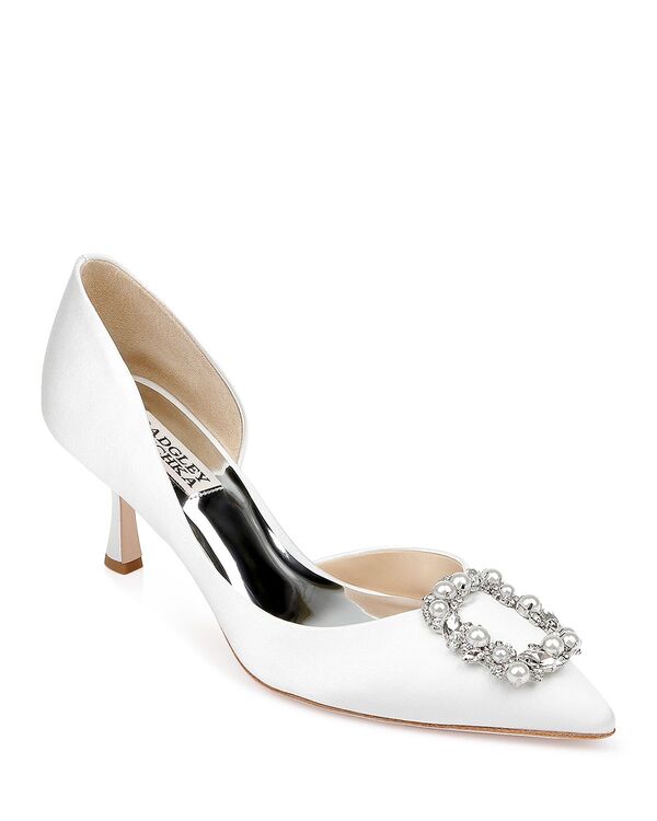バッジェリーミシュカ レディース シューズ パンプス Badgley Mischka Badgley Mishka Women's Fabia Pointed Toe Slip On d'Orsay Pumps White Satin ホワイト