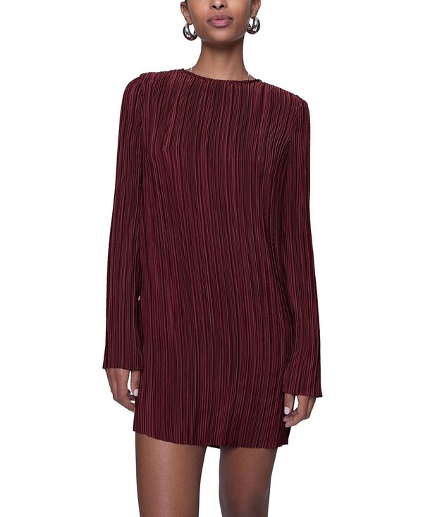 レベッカミンコフ レディース トップス ワンピース プリーツ ミニ Rebecca Minkoff Iris Pleated Long Sleeve Mini Dress Lacquer 41,470円