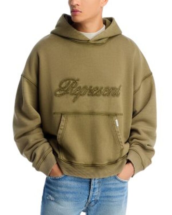 リプレゼント メンズ アウター パーカー・スウェット Represent Boxy Reverse Applique Hoodie Khaki カーキ