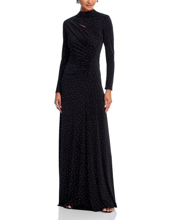 アクア レディース トップス ワンピース AQUA Long Sleeve Studded Gown - Exclusive Black Silver ブラック