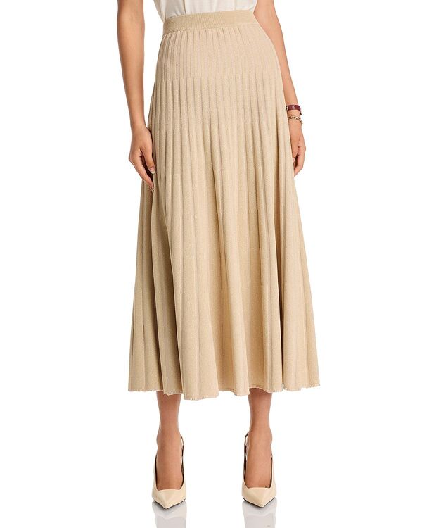 ミソック レディース ボトムスカート リブニット ミディ ニット Misook Rib Knit Midi Skirt Biscotti/Gold ゴールド