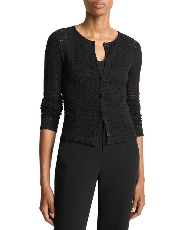 ヴィンス レディース アウター ニット・セーター カーディガン Vince Pointelle Cardigan Black ブラック