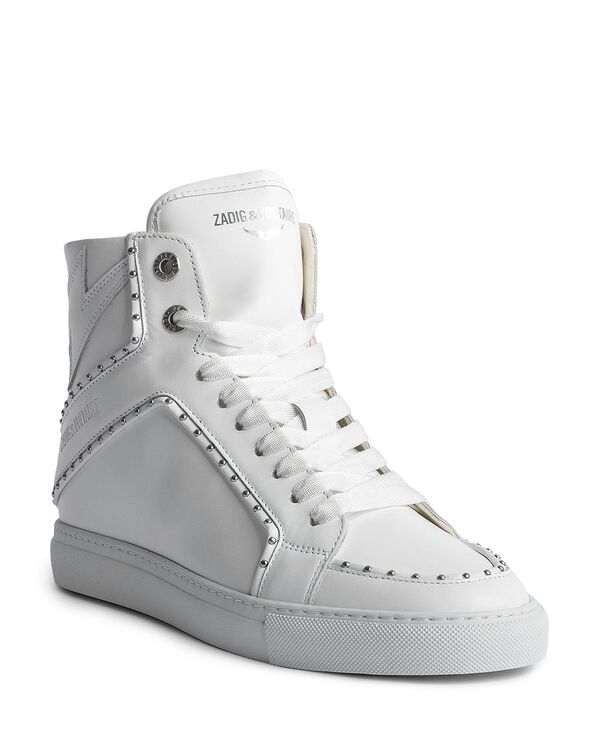 ザディグ エ ヴォルテール レディース シューズ スニーカー Zadig & Voltaire Women's ZV1747 High Flash Studded Trim High Top Sneakers Blanc