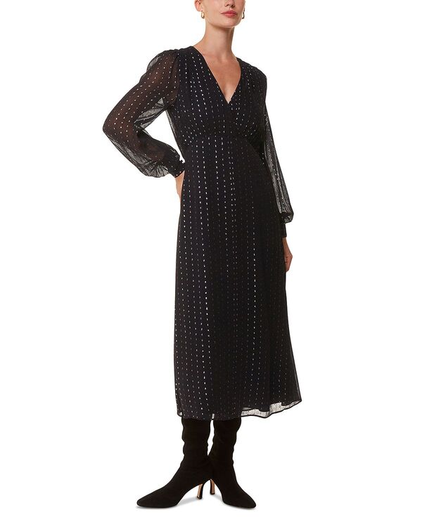ホイッスルズ レディース トップス ワンピース ミディ トール Whistles Metallic Stripe Midi Dress Black/Multi ブラック