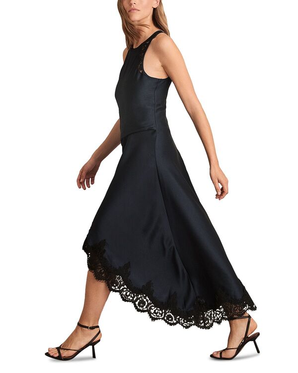 レイス レディース トップス ワンピース ドレープ レース REISS Anais Draped Lace Dress Navy ネイビー