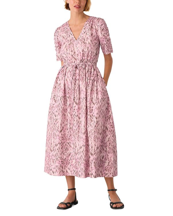 ホイッスルズ レディース トップス ワンピース プリント ミディ コットン Whistles Leopard Print Cotton Midi Dress Pink/multi ピンク|ReVida 店