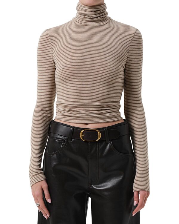 シチズンズ オブ ヒューマニティ レディース トップス シャツ タートルネック Citizens of Humanity Caradene Turtleneck Top Chiltern & Oatmeal Stripe オートミール｜ReVida 店