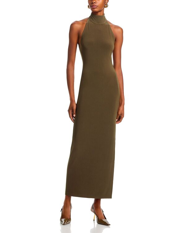 ノーマカマリ レディース トップス ワンピース サイドスリット タートルネック ホルター Norma Kamali Halter Turtleneck Side Slit Gown Bark