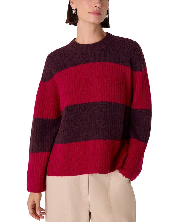 ホイッスルズ レディース アウター ニット・セーター Whistles Wide Stripe Knit Sweatered/Multi レッド
