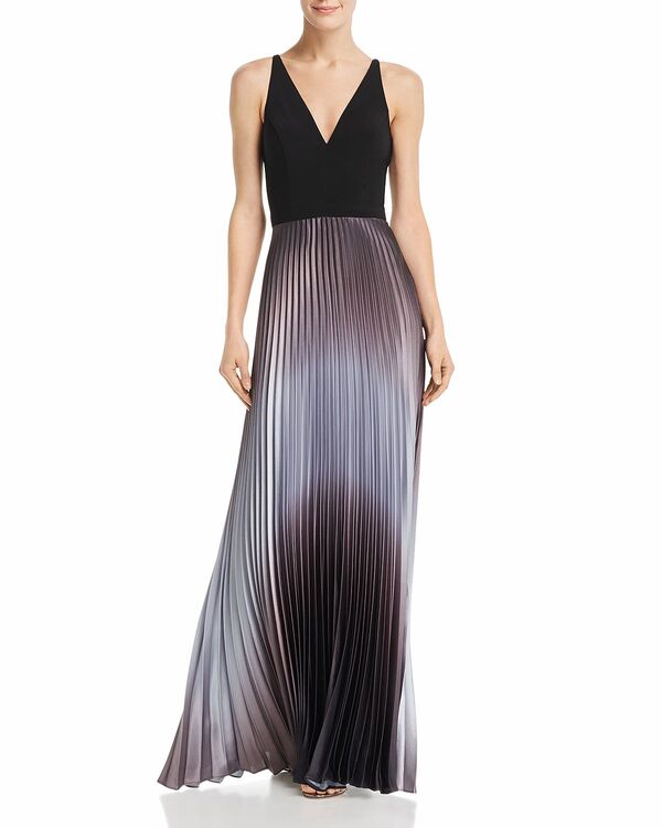 アクア レディース アンダーお召しもの ナイト爵お召しもの 筋目 AQUA Pleated Shimmer Gown - Exclusive Black/Silver 黒いこと