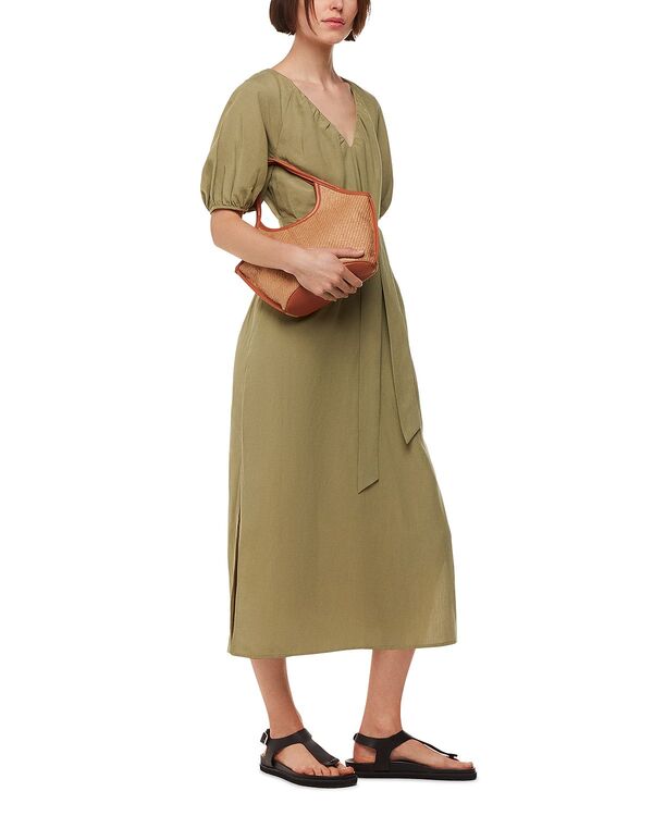 ホイッスルズ レディース トップス ワンピース ミディ リネン Whistles Ariella Linen Blend Midi Dress Khaki カーキ
