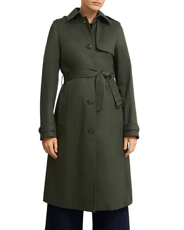 ホッブスロンドン レディース アウター コート プチ HOBBS LONDON Petite Hallie Trench Coat Woodland Green グリーン
