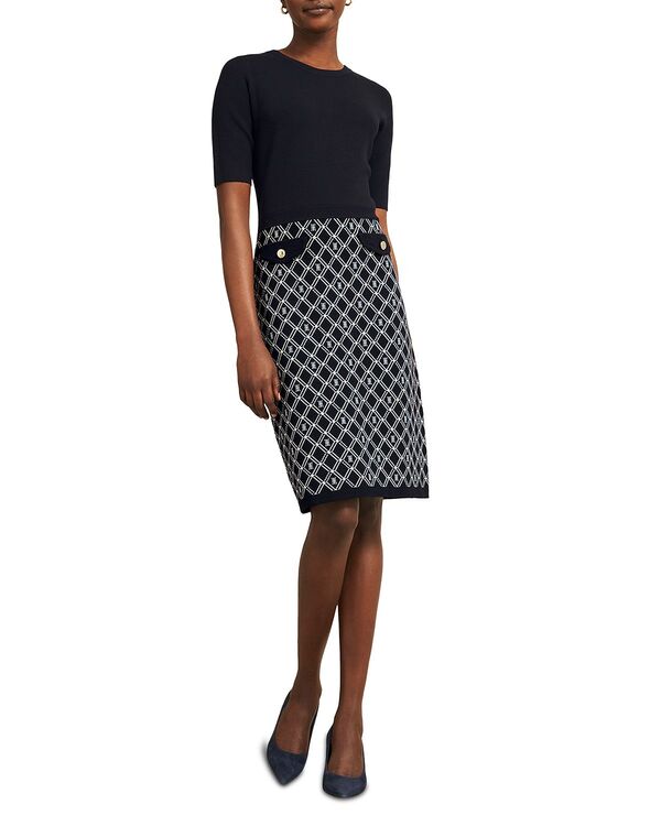 ホッブスロンドン レディース トップス ワンピース ニット HOBBS LONDON Perrie Knit Dress Navy Ivory アイボリー