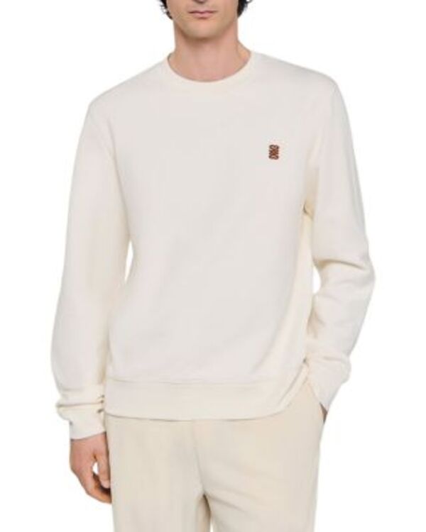 サンドロ メンズ アウター パーカー・スウェット クルーネック シャツ ロゴ Sandro Crewneck Patch Logo Sweatshirt Butter Cream クリーム