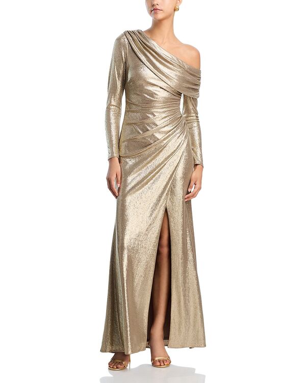 アクア レディース トップス ワンピース ドレープ AQUA Draped Foiled Gown - Exclusive Gold ゴールド