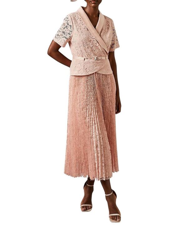 コースト レディース トップス ワンピース プリーツ ミディ レース ジャケット Coast Lace 2-In-1 Jacket Pleated Midi Dress Blush ブラッシュ