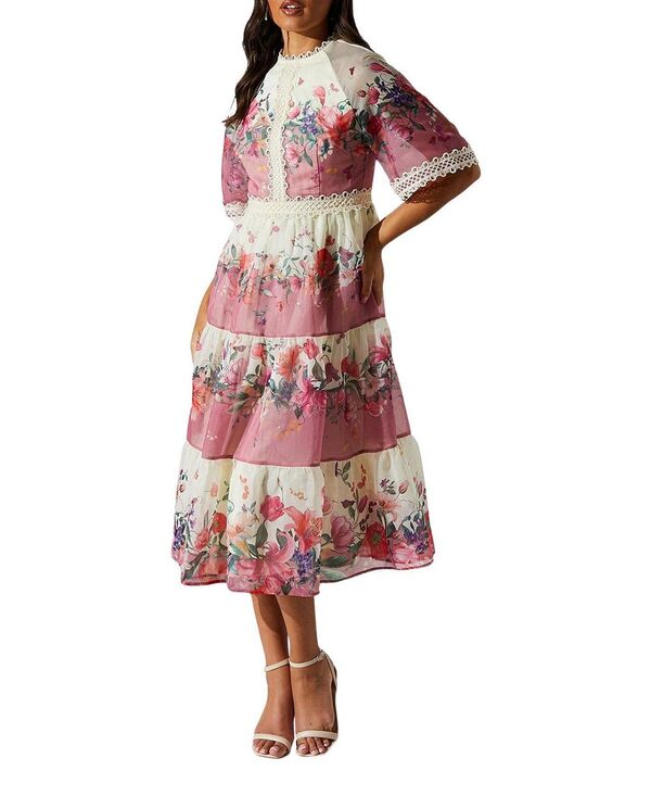 コースト レディース トップス ワンピース ティアード レーストリム フラワー柄 レース フラワー Coast Organza Floral Tiered Lace Trim Dress Multi マルチカラー