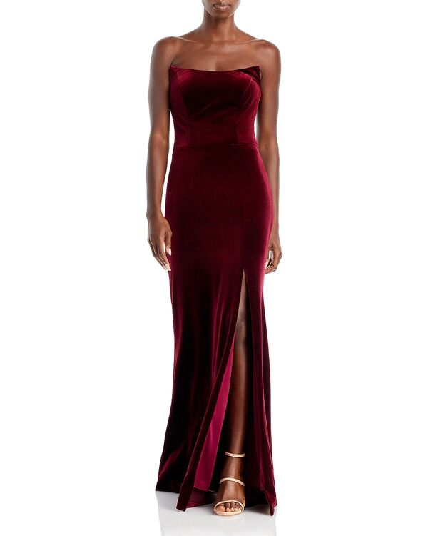 アクア レディース アンダーお召しもの ナイト爵お召しもの 天鵝絨 ストラップレス AQUA Strapless Velvet Gown - Exclusive Burgundy バーガンディ