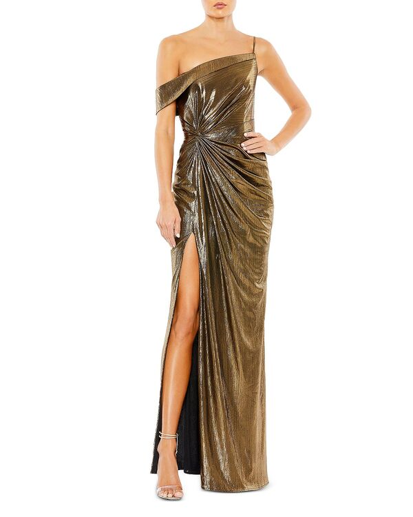マックダガル レディース トップス ワンピース トール Mac Duggal Metallic Off The Shoulder Gown Gold ゴールド