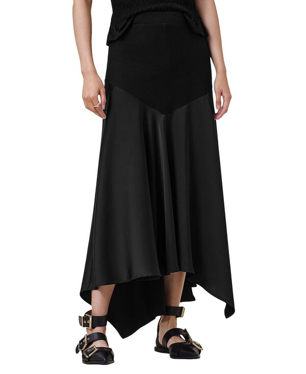オールセインツ レディース ボトムスカート サテン ALLSAINTS Pia Satin Skirt Black ブラック｜ReVida 店