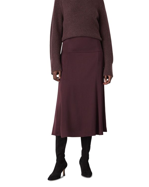 ホイッスルズ レディース ボトムスカート ミディ サテン Whistles Midi Satin Biaskirt Burgundy バーガンディ
