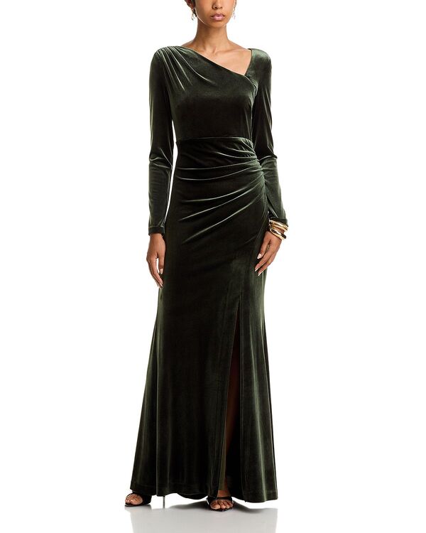 エリザジェイ レディース トップス ワンピース アシンメトリー Eliza J Long Sleeve Asymmetrical Neck Gown Olive オリーブ