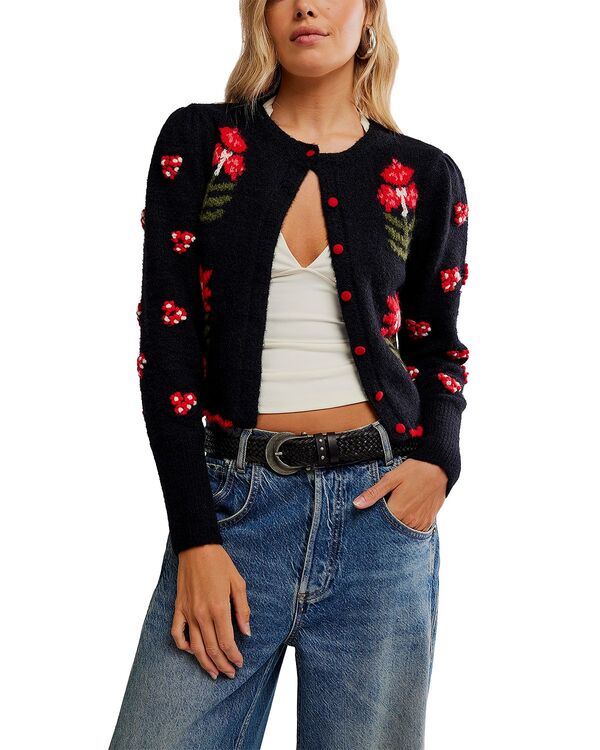 フリーピープル レディース アウター カーディガン クルーネック セーター Free People Nonna Crewneck Cardigan Sweater Midnight Blue ブルー