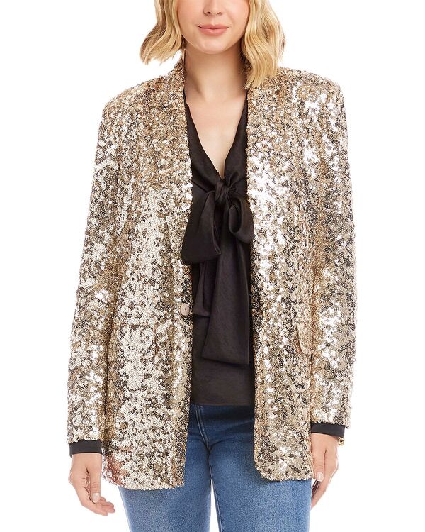 カレンケーン レディース アウター 上衣・上衣 スパンコール スポーツジャケット Karen Kane Sequin Blazer Champagne 三鞭酒