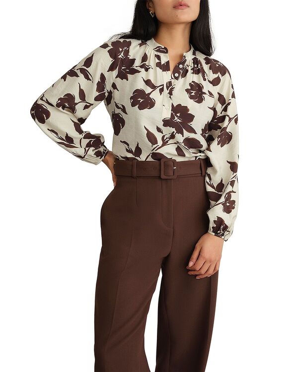 ホッブスロンドン レディース トップス シャツ ブラウス HOBBS LONDON Sherry Blouse Beige Chocolate チョコレート|ReVida 店