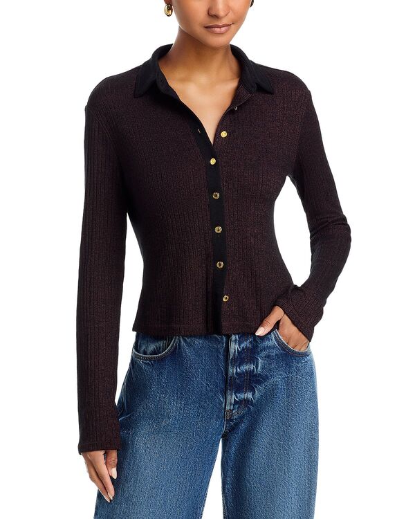 ラグアンドボーン レディース トップス ポロシャツ コントラスト ニット rag & bone The Knit Contrast Polo Top Dark Brown ブラウン