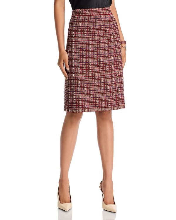 ミソック レディース ボトムスカート ツイード Misook Tweed Pencil Skirt Scared/Multi レッド｜ReVida 店