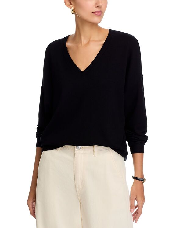 マジェスティック レディース アウター パーカー・スウェット Vネック パイル シャツ Majestic Filatures French Terry V Neck Sweatshirt Noir|ReVida 店