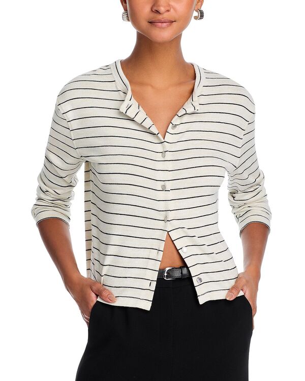 ラグアンドボーン レディース アウター ジレー スウェーター 編み物 rag \u0026 bone The Knit Stripe Boxy Cardigan Sweater Light Gray Multi 薄墨色