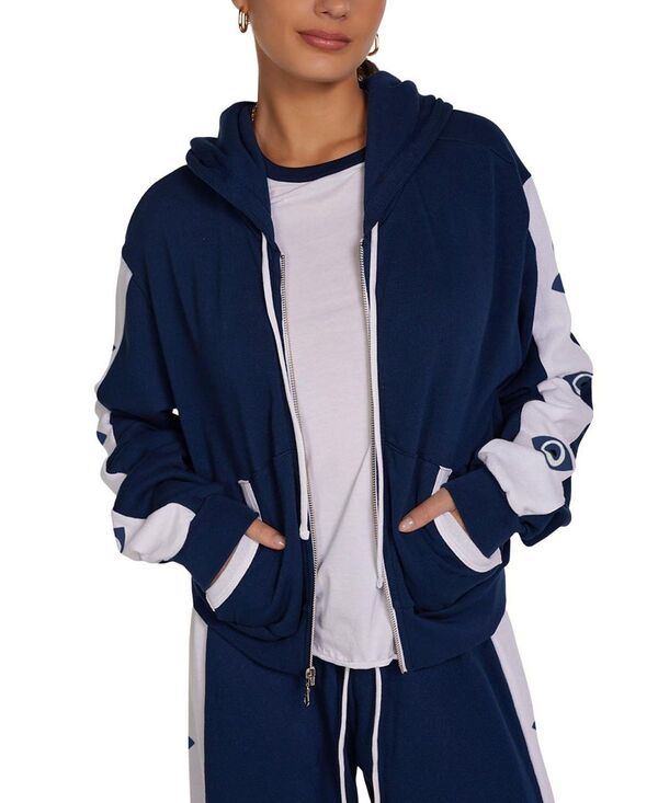 ローレンモシ レディース アウター パーカー・スウェット LAUREN MOSHI Shanley Evil Eye Stripe Hoodie Astral Navy /White ホワイト|ReVida 店