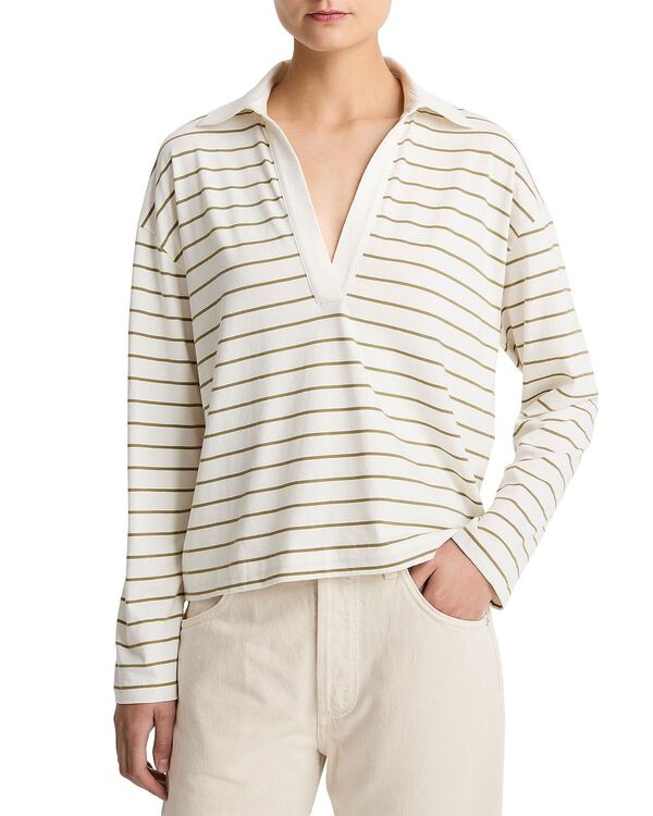 ヴィンス レディース トップス ポロシャツ Vinceasy Polo Top Olive Stone オリーブ